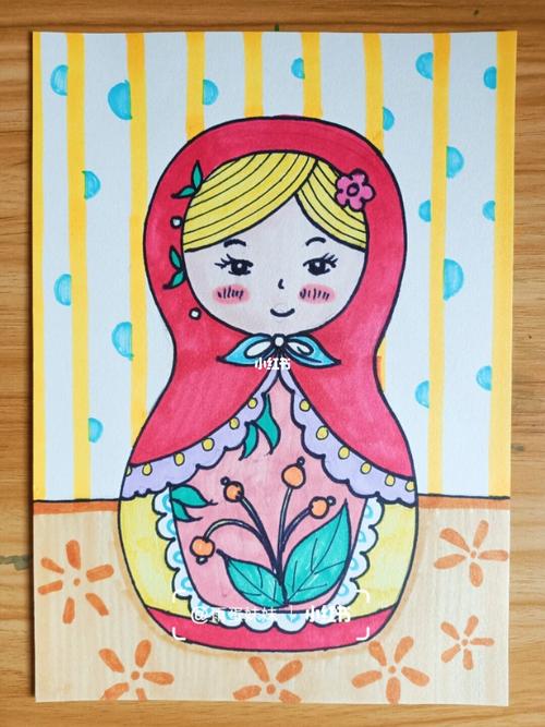 儿童画简笔画卡通画俄罗斯民族套娃可爱女孩_简笔画_民族_卡通_创意