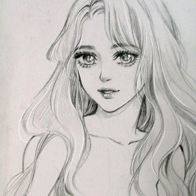 铅笔画漫画人物女孩,用自动铅笔画女孩