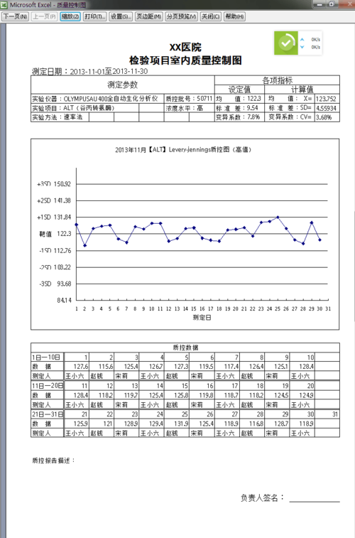怎样用excel制作室内质控图