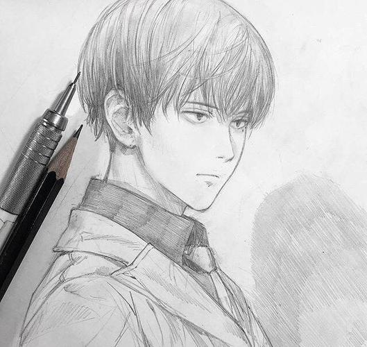 铅笔手绘,阳光帅气的动漫男生线稿