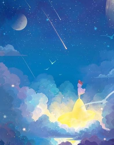 治愈系唯美意境插画|月亮|星星|夜空_新浪新闻