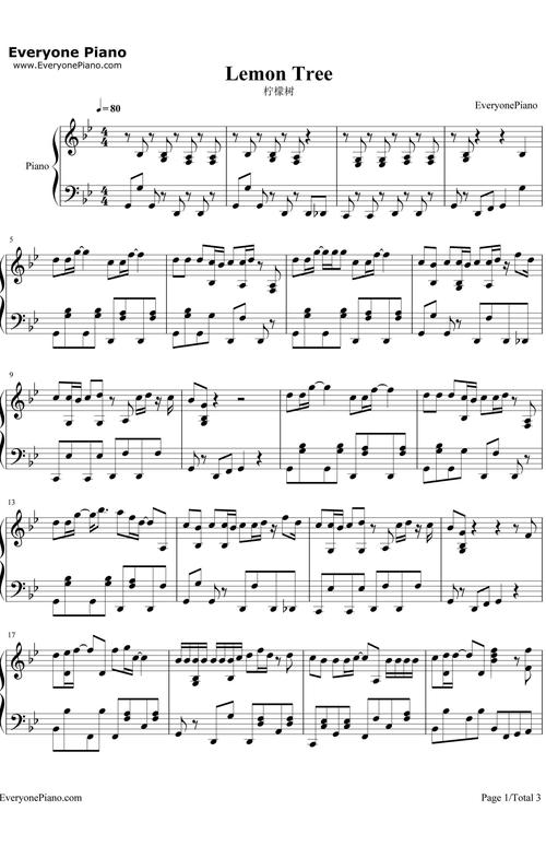 柠檬树钢琴谱_苏慧伦_lemontree