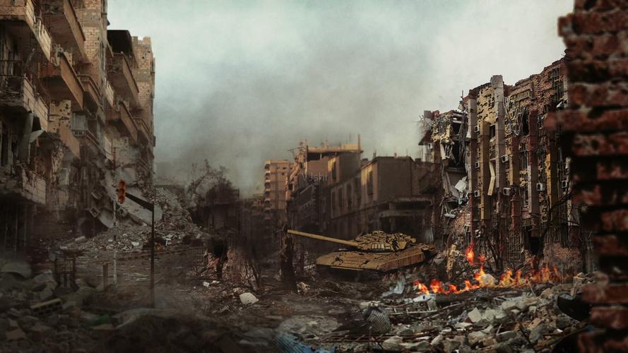 战争废墟战争坦克_1920x1080_高清视频素材下载(编号