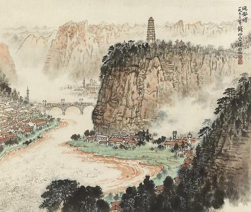 钱松喦  延安颂  43.5×51cm