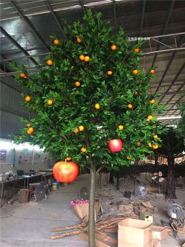 仿真橘子树假砂糖橘树实木假树舞台表演道具假树商场装饰桔子树假