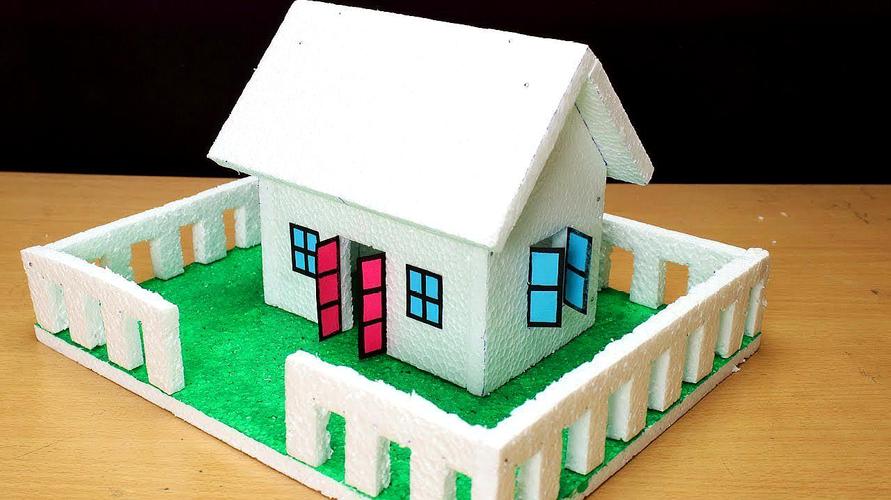 教你用废旧泡沫板做漂亮的小房子,做法简单,创意手工diy教程