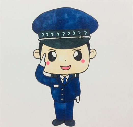 敬礼的警察叔叔怎么画