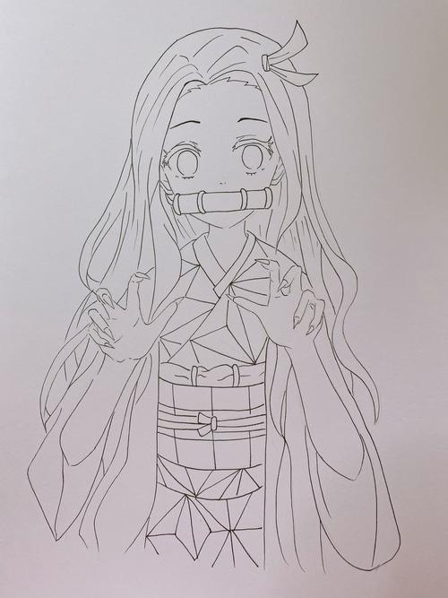 马克笔手绘鬼灭之刃祢豆子