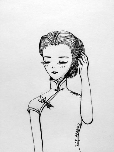 手绘│旗袍女子4