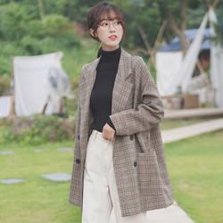 帛卡琪2020秋冬新款格子外套女复古英伦风西装小个子流行短外套潮 *8