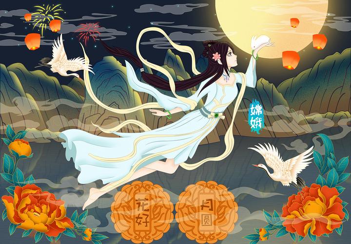 嫦娥奔月|插画|商业插画|丨佑丨 - 原创作品 - 站酷