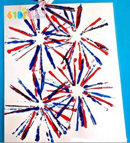 儿童新年diy 吸管画烟花_快乐涂鸦_巧巧手幼儿手工网