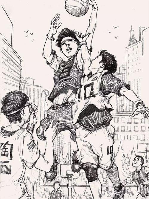 我爱画速写,好吧我是爱篮球_篮球_运动_速写_文化_绘画