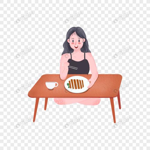 坐着吃饭的女孩