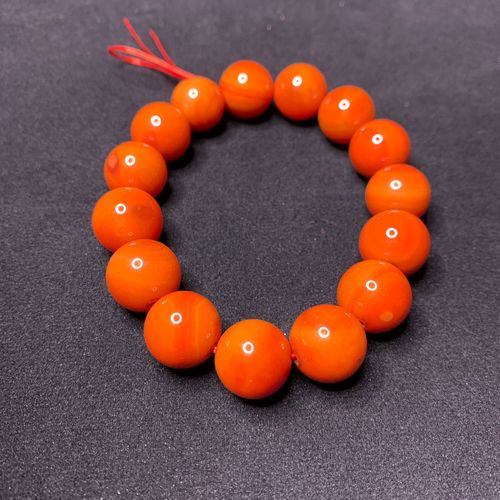 天然四川凉山南红玛瑙手链满色满肉柿子红手串男女款