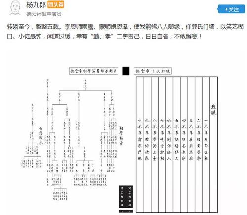 杨九郎发文感谢师恩配图德云社家谱相声家谱到底是神马