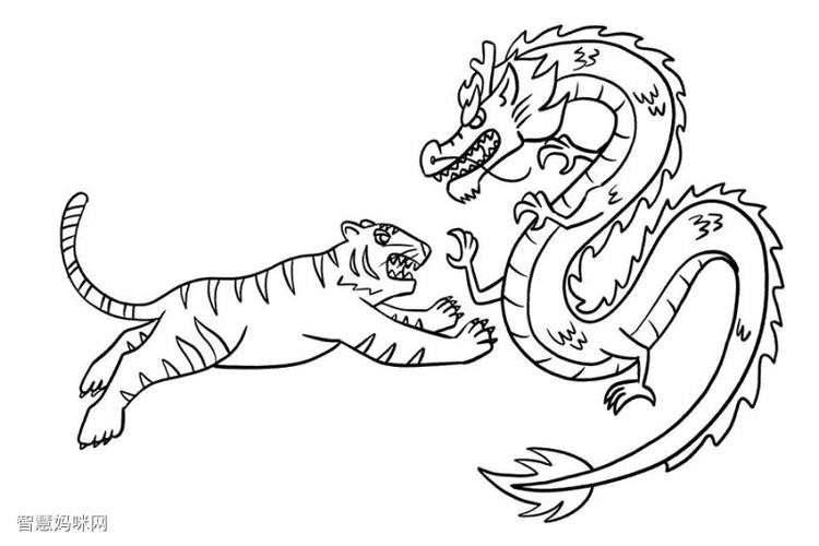 成语故事简笔画龙争虎斗