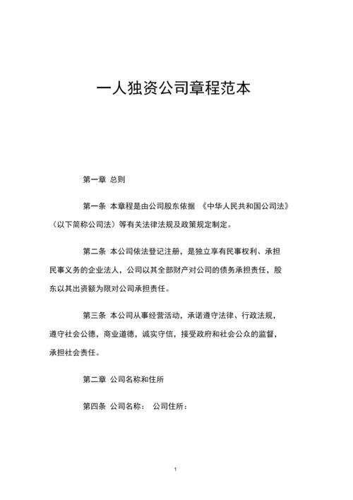 一人独资公司章程范本.docx 3页