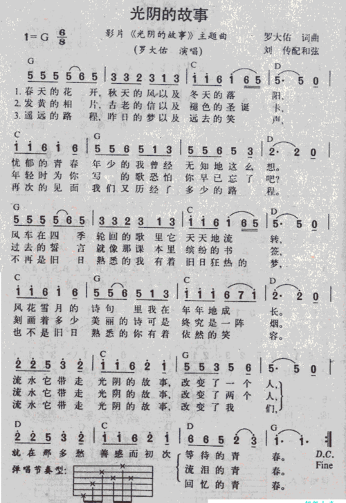 光阴的故事吉他谱光阴的故事简谱罗大佑