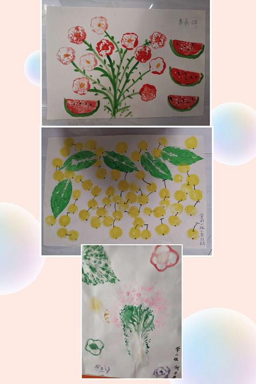 有趣的蔬菜拓印画