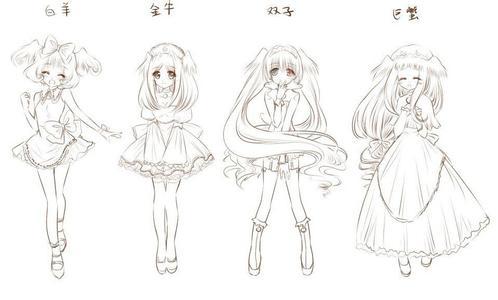 十二星座简笔画连衣裙十二岁女孩连衣裙