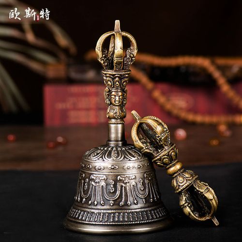 家居宝摆件铜金刚铃杵金刚杵尼泊尔手工青铜五股铃杵藏传佛教法器
