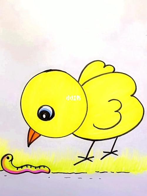 小鸡捉虫子吃_简笔画_画个简笔画_文化_绘画