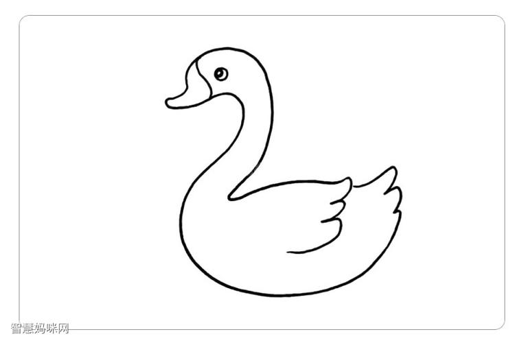 步骤5:用数字3画出尾巴,大白鹅就完成啦.