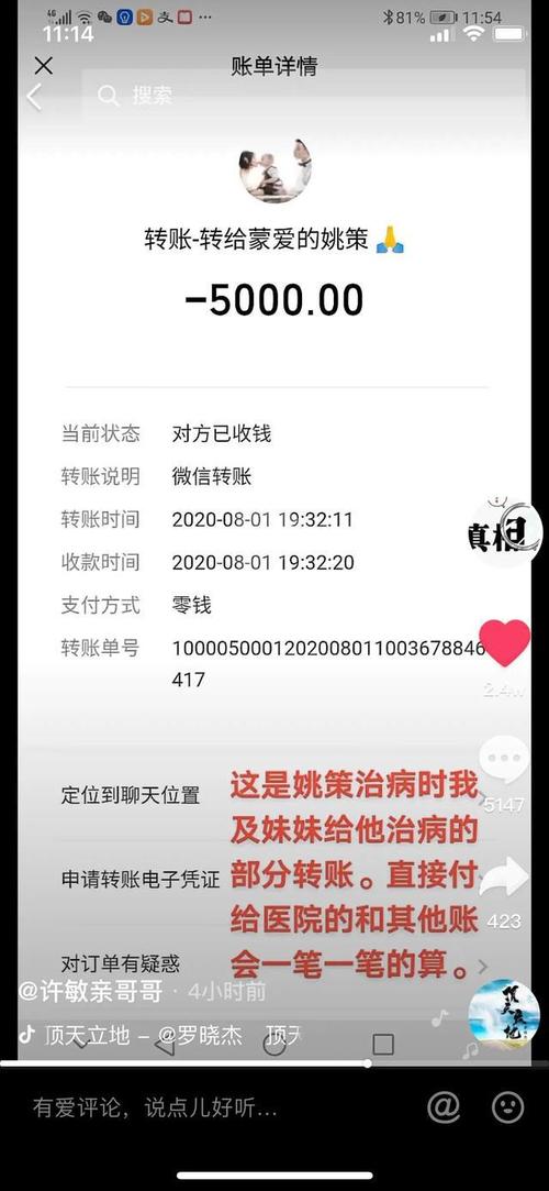 许敏哥哥晒出的转账记录反而使其与姚策间的账务往来更加糊涂