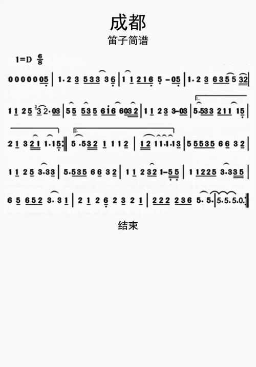 成都笛子简谱乐谱