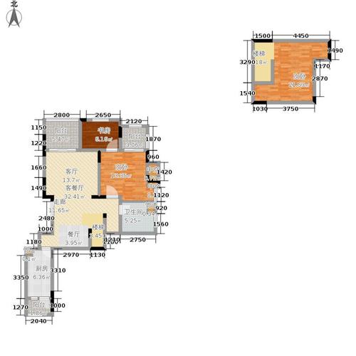 龙湖紫云台3室1厅1卫1厨96.82㎡户型图