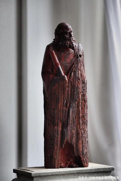 「达摩」小叶紫檀风化皮沙清刀雕刻