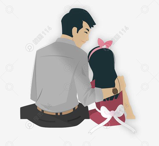 成长爸爸背影父亲节卡通插画