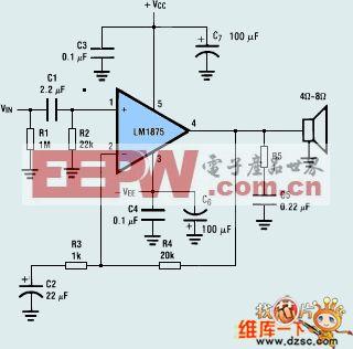 高保真音频功率放大器lm1875电路图