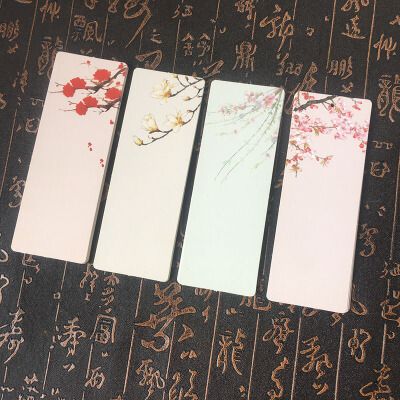 创意空白书签带流苏古典中国画风手绘卡纸质水彩自制可爱卡片