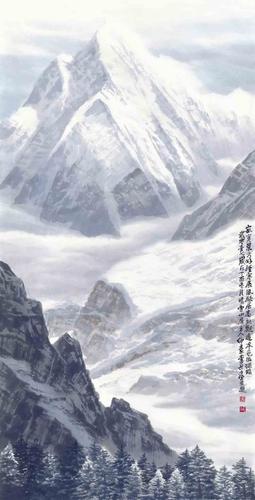 李兵水墨画作品:代言雪山神韵 展示中国气派