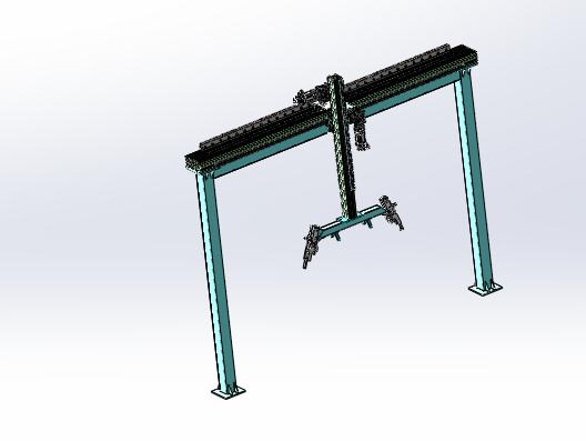 2轴齿轮齿条桁架机械手3d模型 solidworks设计