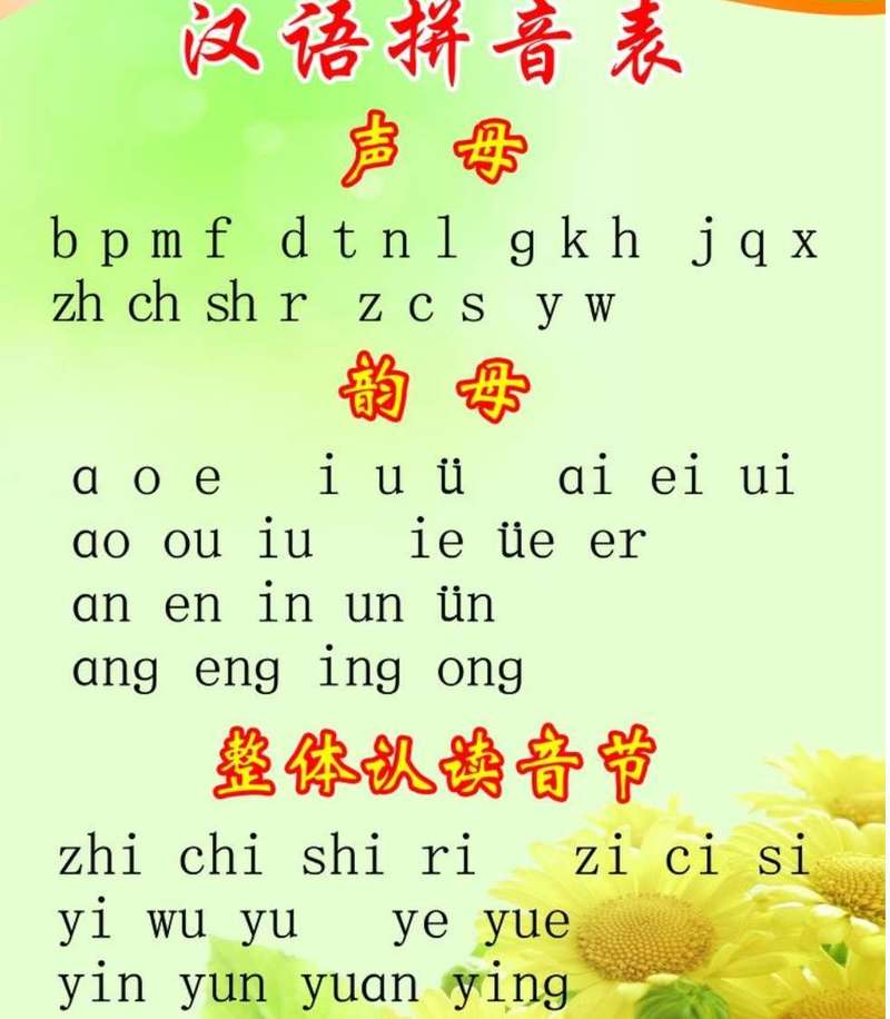拼音分为了:声母,韵母,整体认读音节,同时还要分前鼻音和后鼻音,最