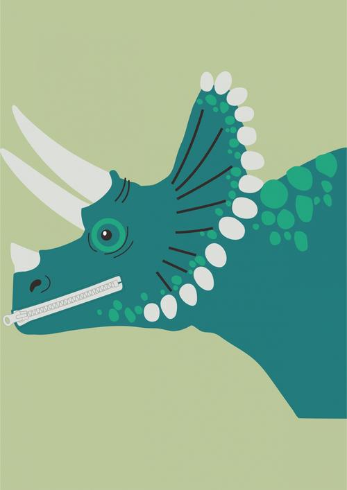 卡通动漫三角龙拉链印花矢量图服装裁片t恤烫图印花花型素材