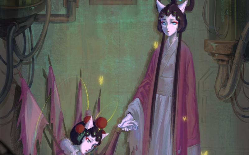 procreate绘画过程京剧猫墨紫butterflyjuicer