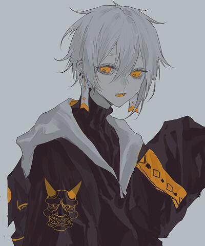 白发 白发控 动漫男生 动漫男头 动漫头像 蓝色 白色 橙色 黄色『wzx