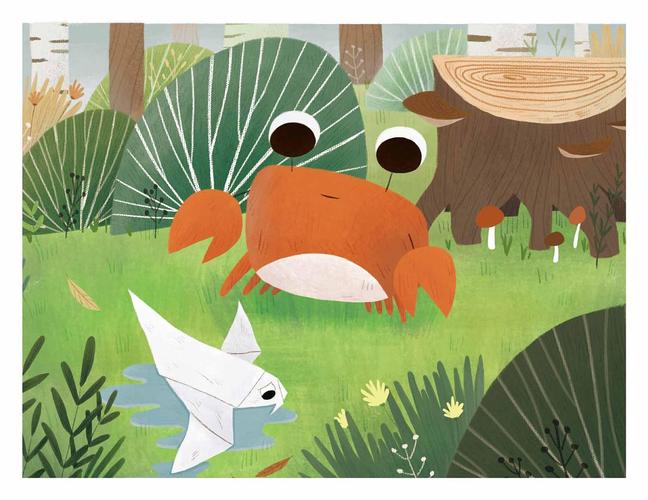 孤独的小螃蟹童书插图