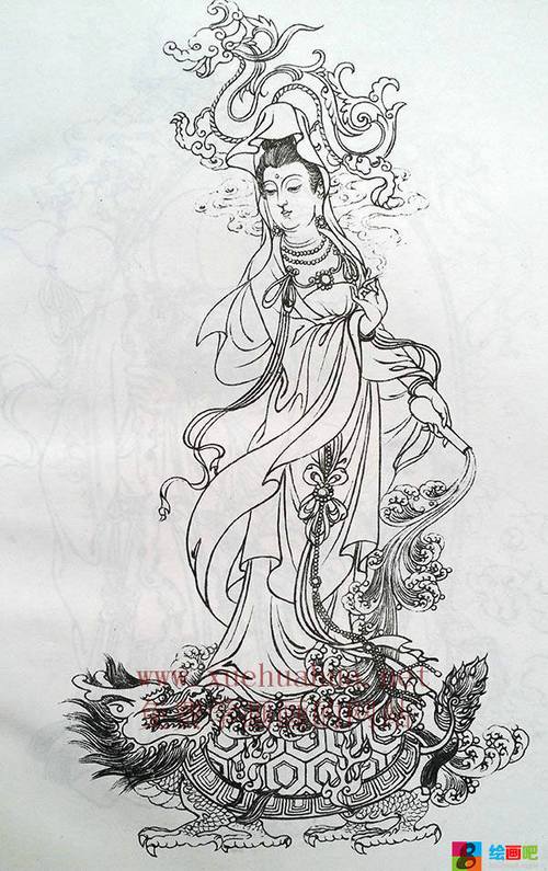 观音菩萨白描观音图片大全