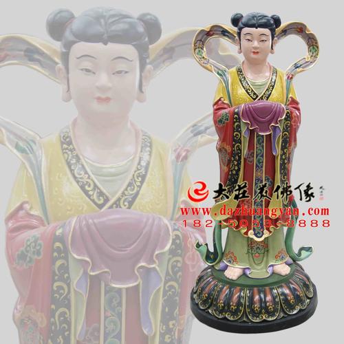 生漆脱胎善财童子龙女彩绘佛像金童玉女善财童子龙女雕塑观音龙女童子