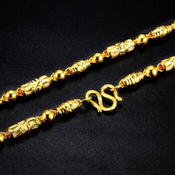 母亲节520轻奢黄金项链男加粗999足金三合一项链橄榄圆珠竹节纯金链子