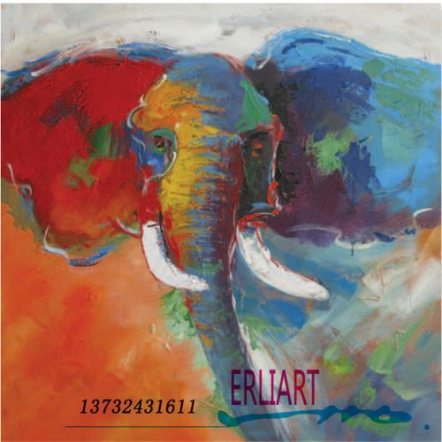 外贸厂家直销动物抽象油画大象吉祥如意 手