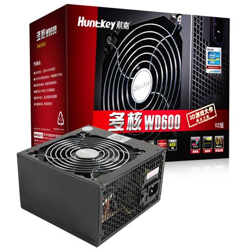 航嘉huntkey额定600w多核wd600电源3d游戏大作单路45a主动pfc双管正激