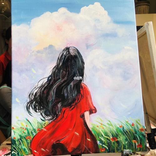 分享画室新画～背影女孩96丙烯画油画94_丙烯画_画室_油画_文化