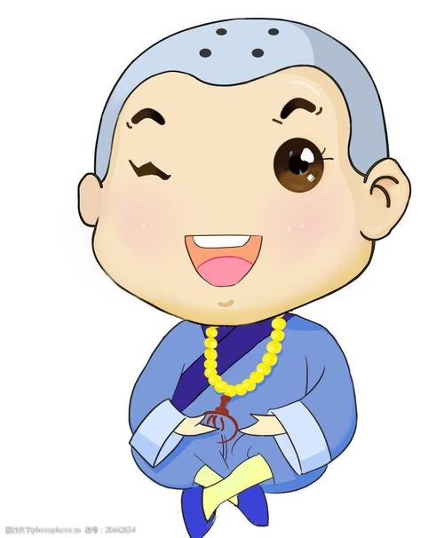 关键词:小和尚形象图 小和尚 和尚 蓝色僧袍 佛珠 可爱 设计 动漫动画