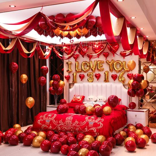 婚房布置套装男方新房气球彩旗装饰浪漫大方女方卧室结婚用品大全